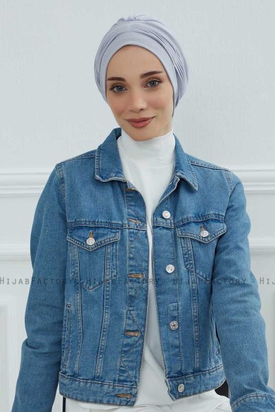 Linda - Light Grey Cotton Turban