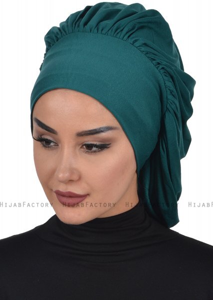 Isabella - Dark Green Cotton Turban - Ayse Turban