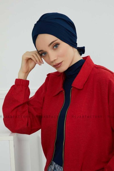 Ellie - Navy Blue Cotton Turban