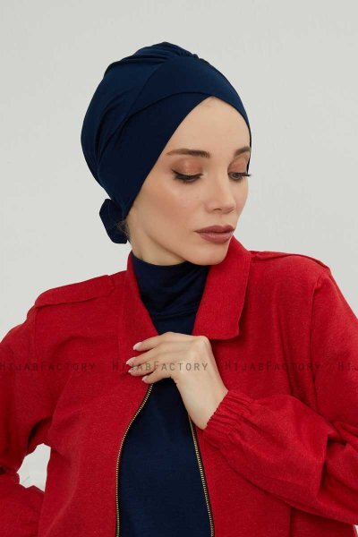 Ellie - Navy Blue Cotton Turban