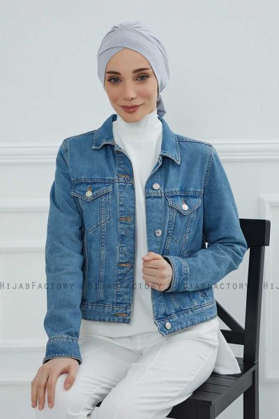 Ellie - Light Grey Cotton Turban