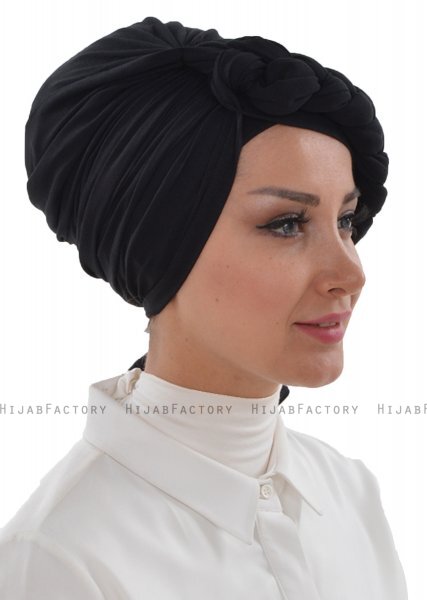 Theresa - Black Cotton Turban - Ayse Turban