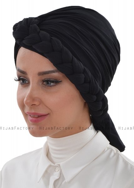 Theresa - Black Cotton Turban - Ayse Turban