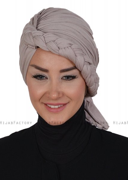 Theresa - Taupe Cotton Turban - Ayse Turban