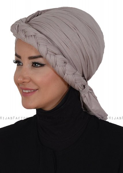 Theresa - Taupe Cotton Turban - Ayse Turban
