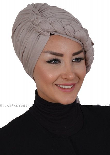 Theresa - Taupe Cotton Turban - Ayse Turban