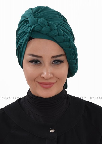 Theresa - Dark Green Cotton Turban - Ayse Turban