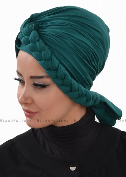 Theresa - Dark Green Cotton Turban - Ayse Turban