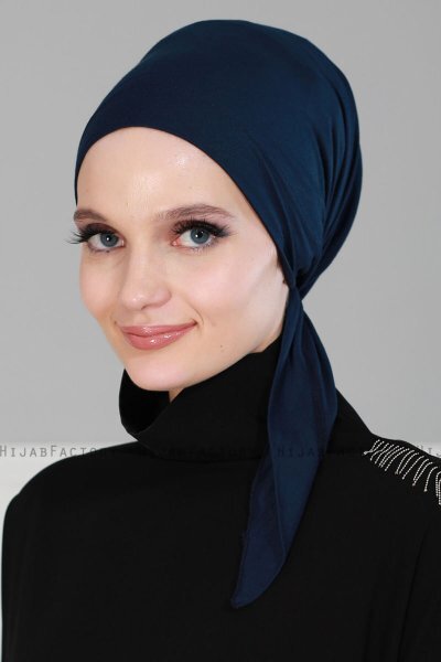 Felicia - Navy Blue Cotton Turban