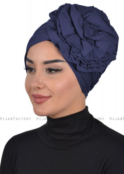 Kerstin - Navy Blue Cotton Turban - Ayse Turban