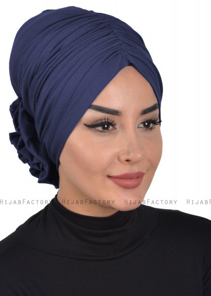 Kerstin - Navy Blue Cotton Turban - Ayse Turban
