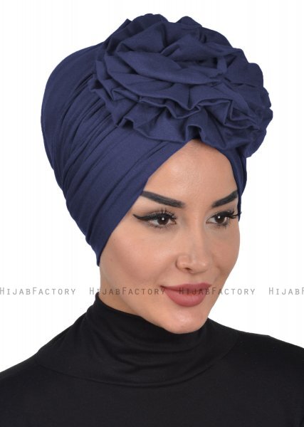 Kerstin - Navy Blue Cotton Turban - Ayse Turban