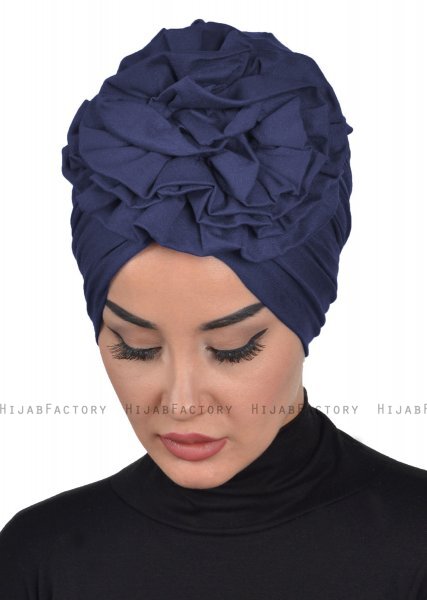 Kerstin - Navy Blue Cotton Turban - Ayse Turban