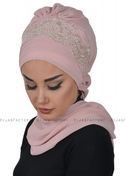 Celine - Dusty Pink Chiffon Turban - Ayse Turban