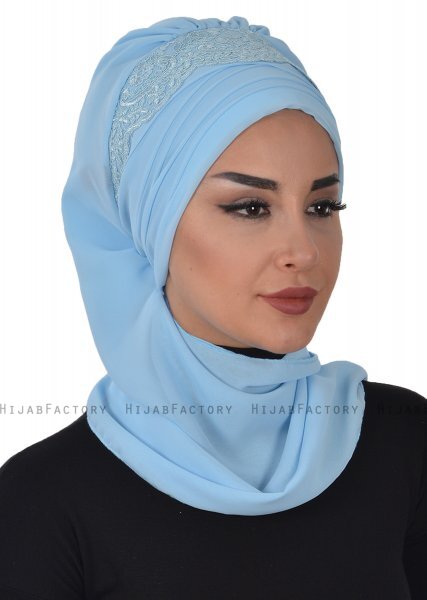 Celine - Light Blue Chiffon Turban - Ayse Turban