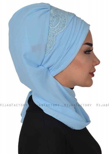Celine - Light Blue Chiffon Turban - Ayse Turban