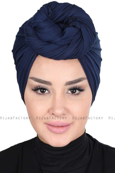 Sigrid - Navy Blue Cotton Hijab - Ayse Turban