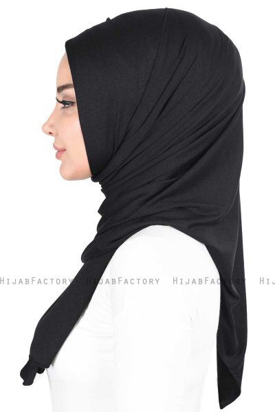Sigrid - Black Cotton Hijab - Ayse Turban