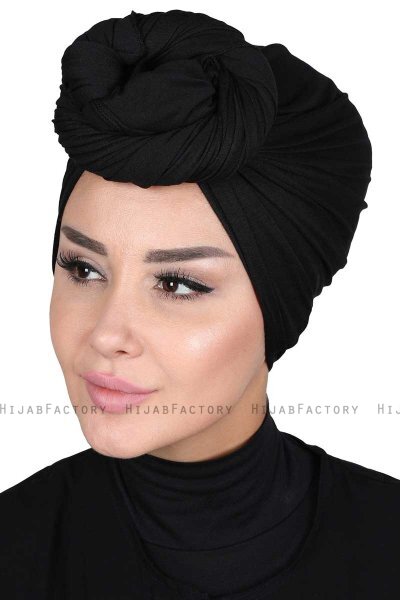 Sigrid - Black Cotton Hijab - Ayse Turban
