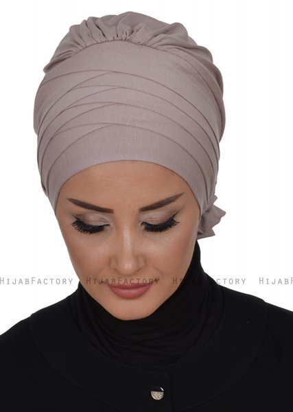 Monica - Taupe Cotton Turban - Ayse Turban