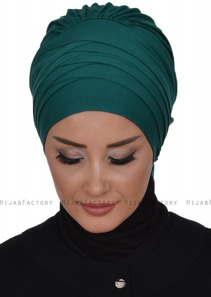 Monica - Dark Green Cotton Turban - Ayse Turban