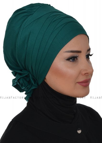 Monica - Dark Green Cotton Turban - Ayse Turban