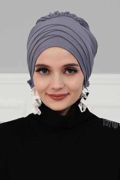 Monica - Grey Cotton Turban - Ayse Turban