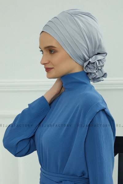 Monica - Light Grey Cotton Turban