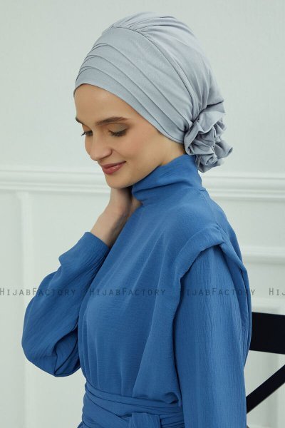 Monica - Light Grey Cotton Turban