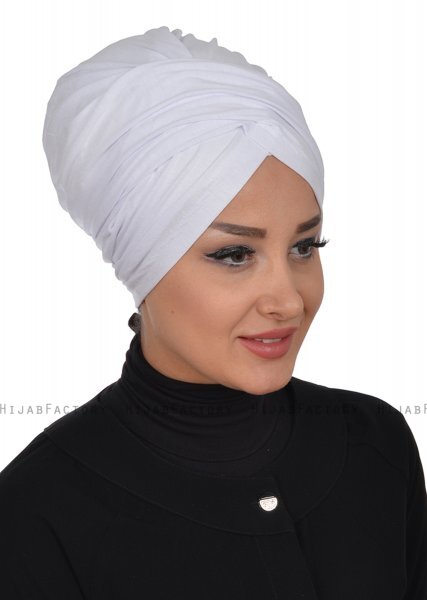 Fiona - White Cotton Turban - Ayse Turban