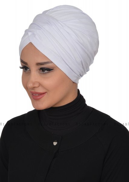 Fiona - White Cotton Turban - Ayse Turban