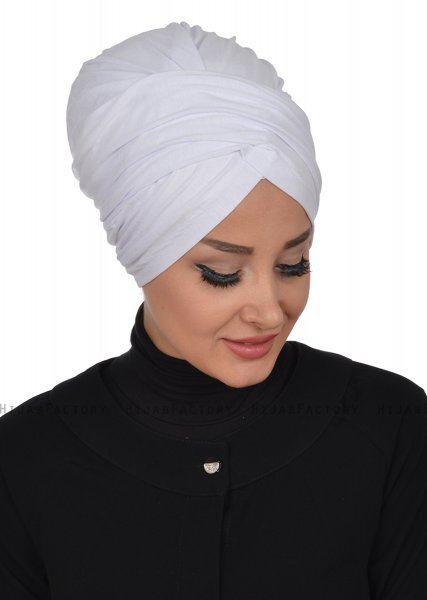 Fiona - White Cotton Turban - Ayse Turban