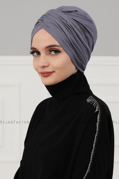 Fiona - Grey Cotton Turban - Ayse Turban