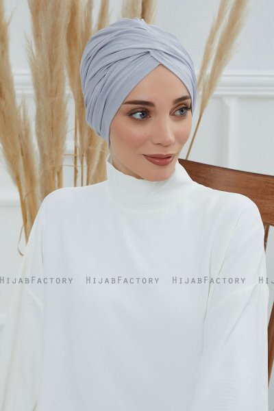 Fiona - Light Grey Cotton Turban