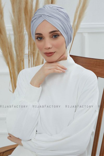 Fiona - Light Grey Cotton Turban