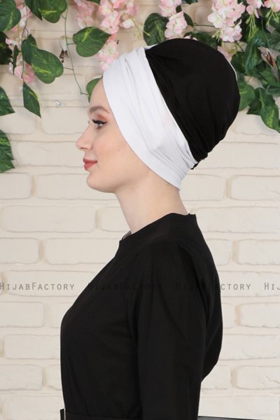 Fiona - White & Black Cotton Turban