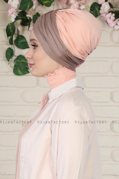 Fiona - Dark Taupe & Dusty Pink Cotton Turban