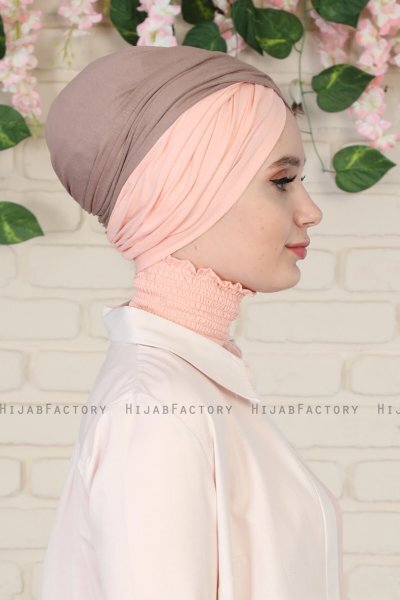 Fiona - Dark Taupe & Dusty Pink Cotton Turban