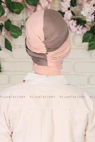 Fiona - Dark Taupe & Dusty Pink Cotton Turban