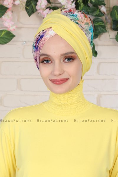 Fiona - Yellow Paint Cotton Turban