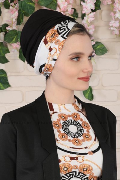 Fiona - Black Elegant Cotton Turban