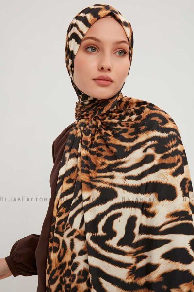 Ayten - Brown Patterned Hijab