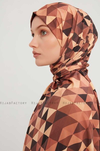Banou - Brown Patterned Hijab