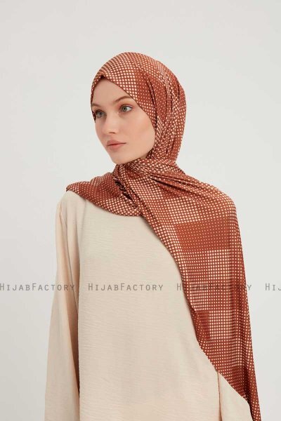 Nurgul - Brown Patterned Hijab