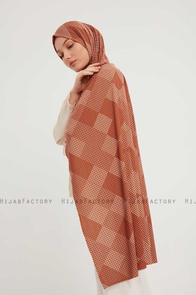 Nurgul - Brown Patterned Hijab