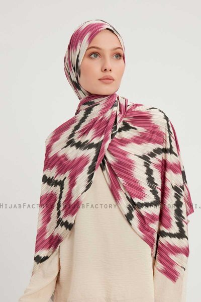 Tansu - Dark Pink Patterned Hijab
