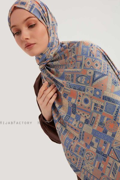 Gulya - Orange Patterned Hijab