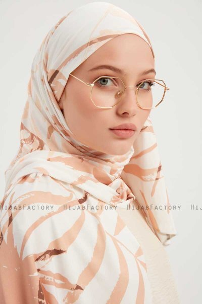 Ezmeray - Beige Patterned Hijab