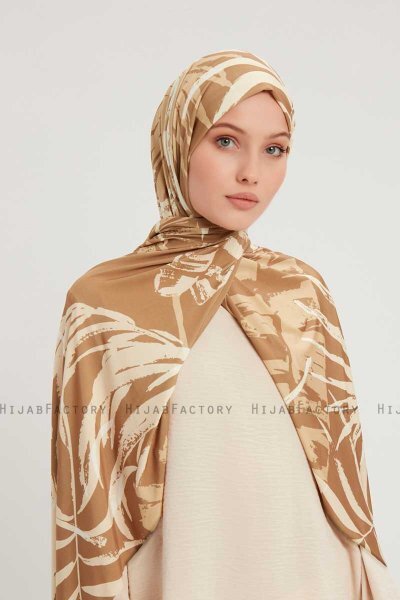Ezmeray - Brown Patterned Hijab