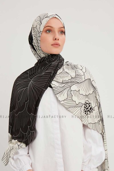 Fadime - White Patterned Hijab